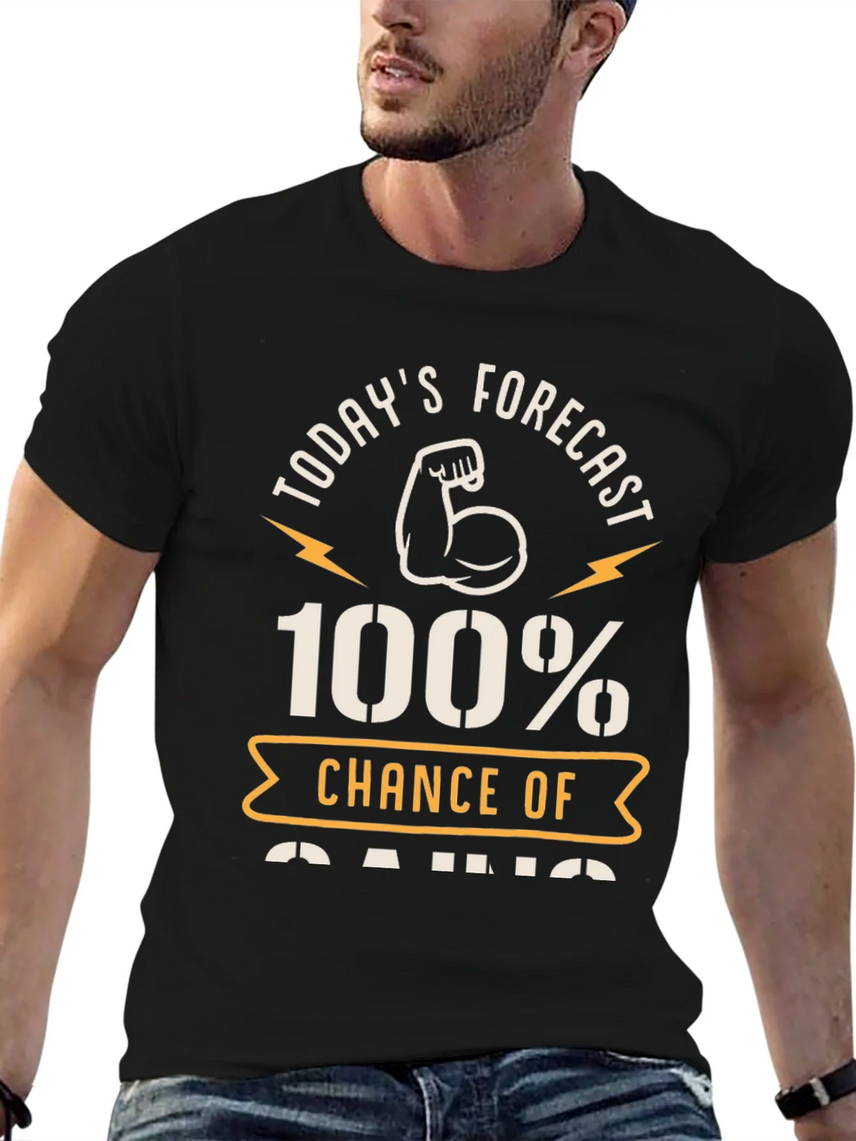 100% Chance of Gains Fitness T-Shirt product image 3