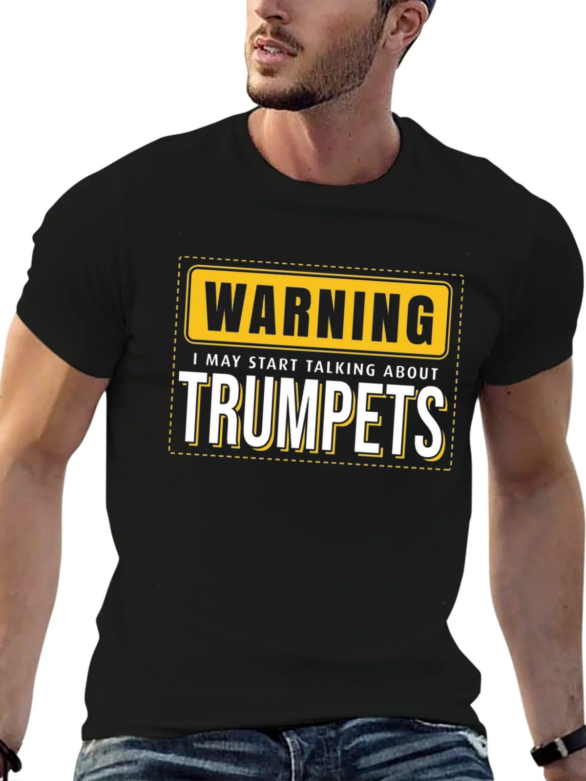 Warning: May Start Talking About Trumpets Black T-Shirt product image 6