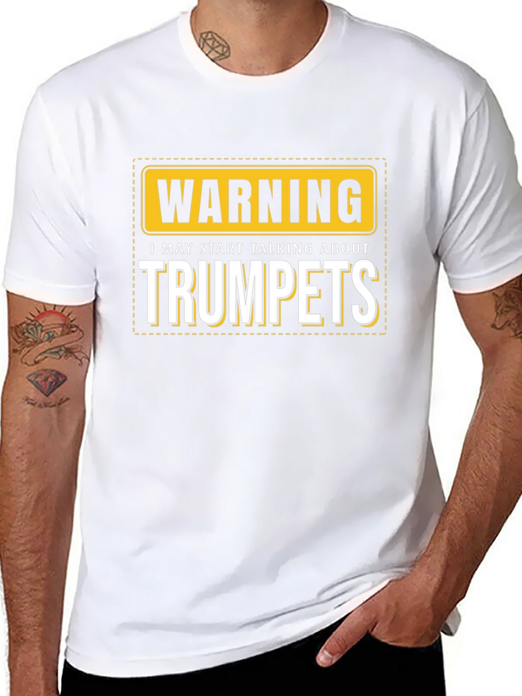Warning: May Start Talking About Trumpets Black T-Shirt product image 7