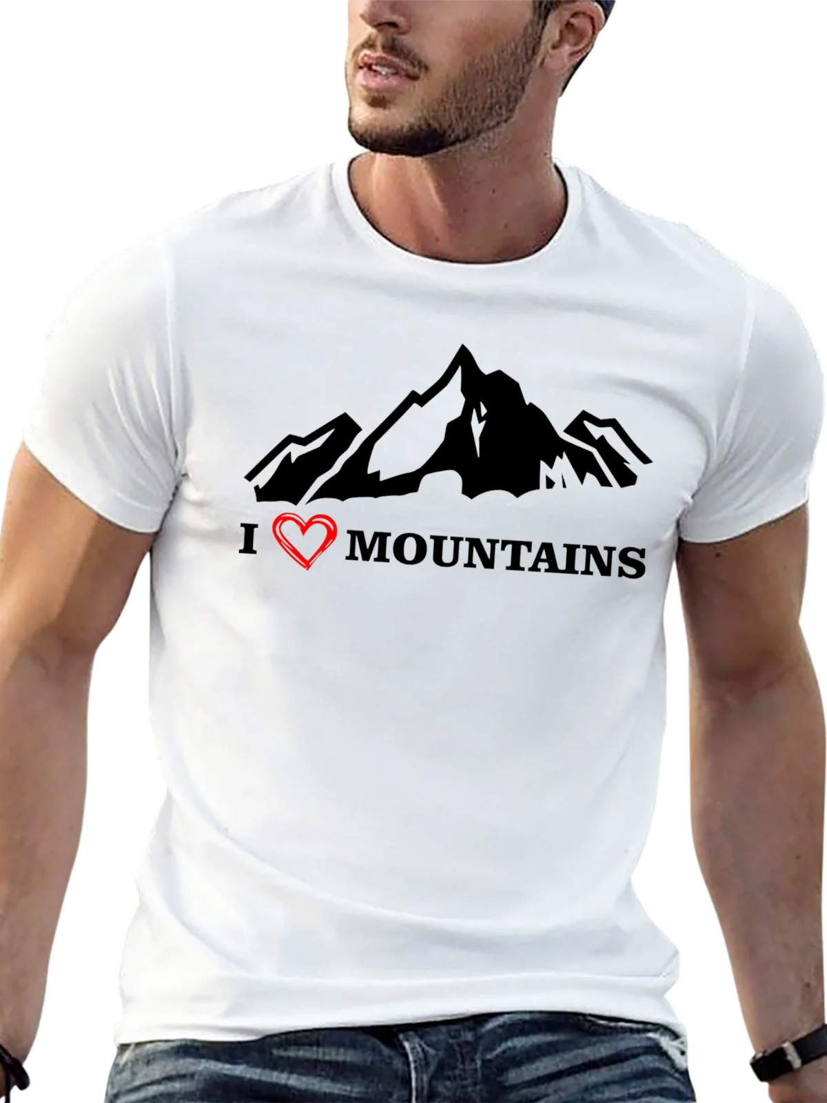 I Heart Mountains Black Graphic T-Shirt product image 12