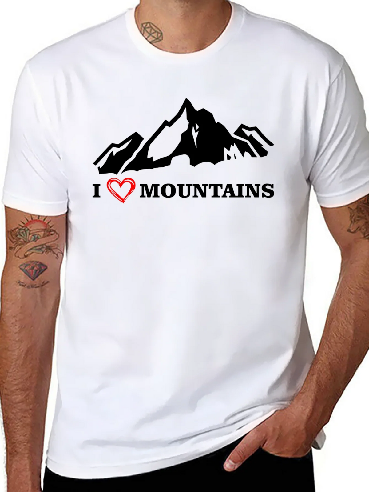 I Heart Mountains Black Graphic T-Shirt product image 7