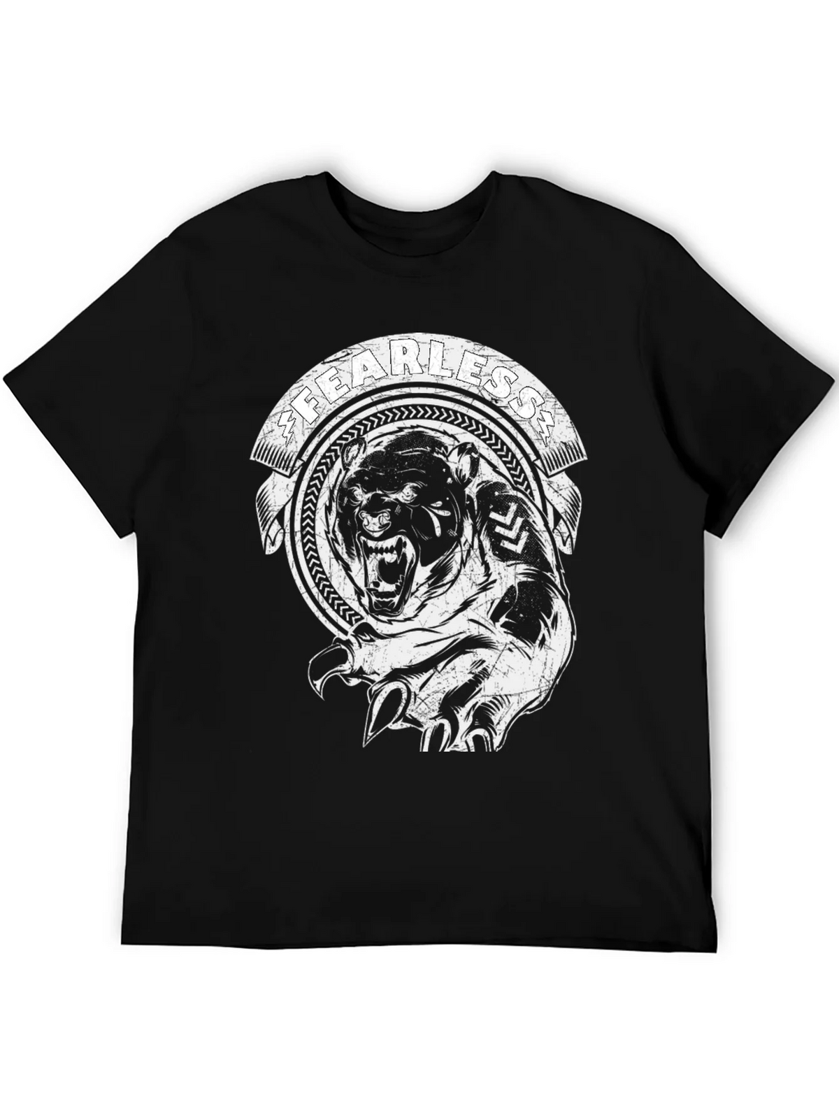 Fearless Bear Graphic Tee - Black Cotton T-Shirt product image 2