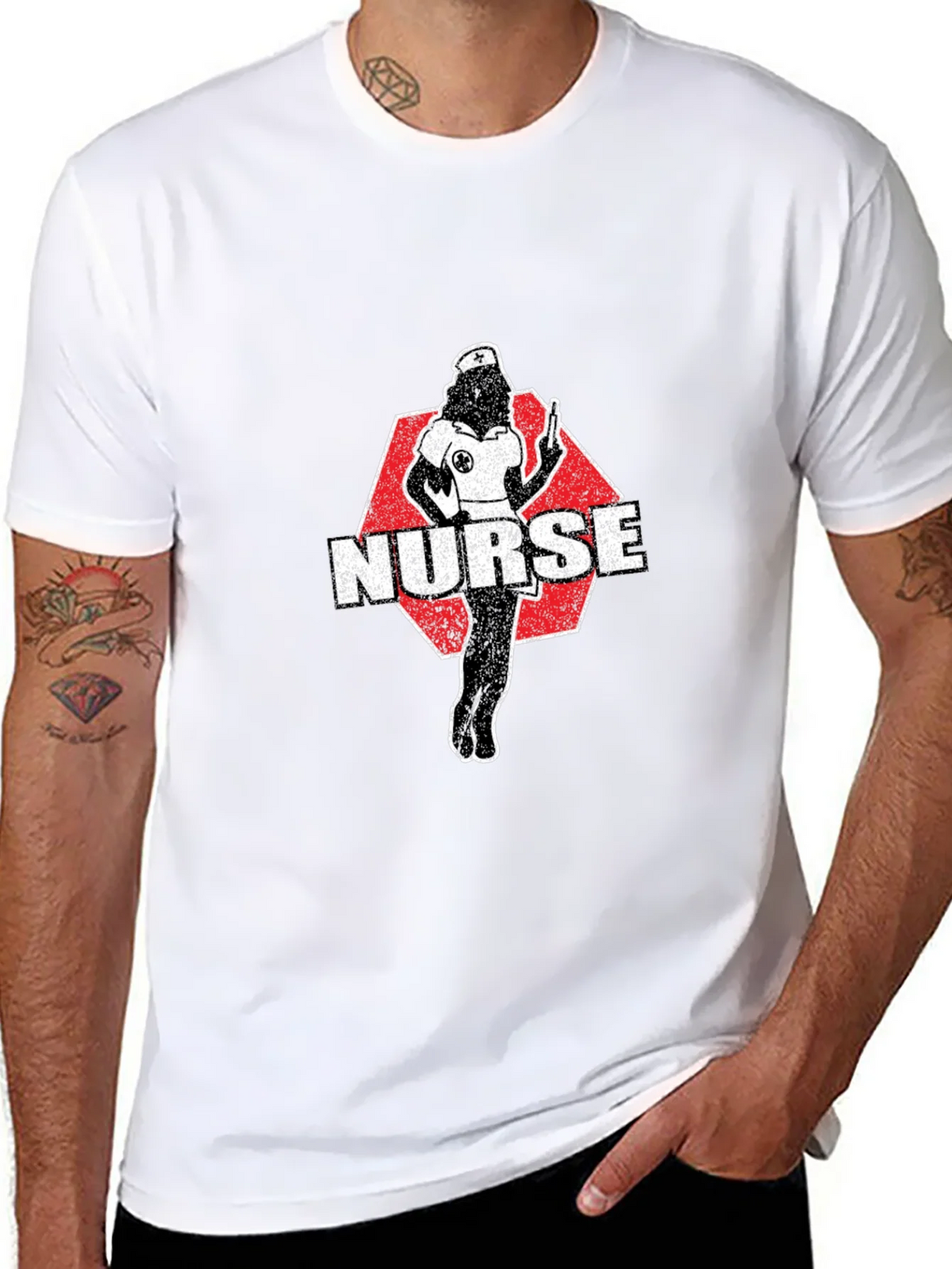 Nurse Retro Graphic T-Shirt - Black Cotton product image 7