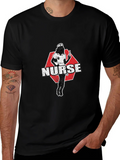 Nurse Retro Graphic T-Shirt - Black Cotton product image 1