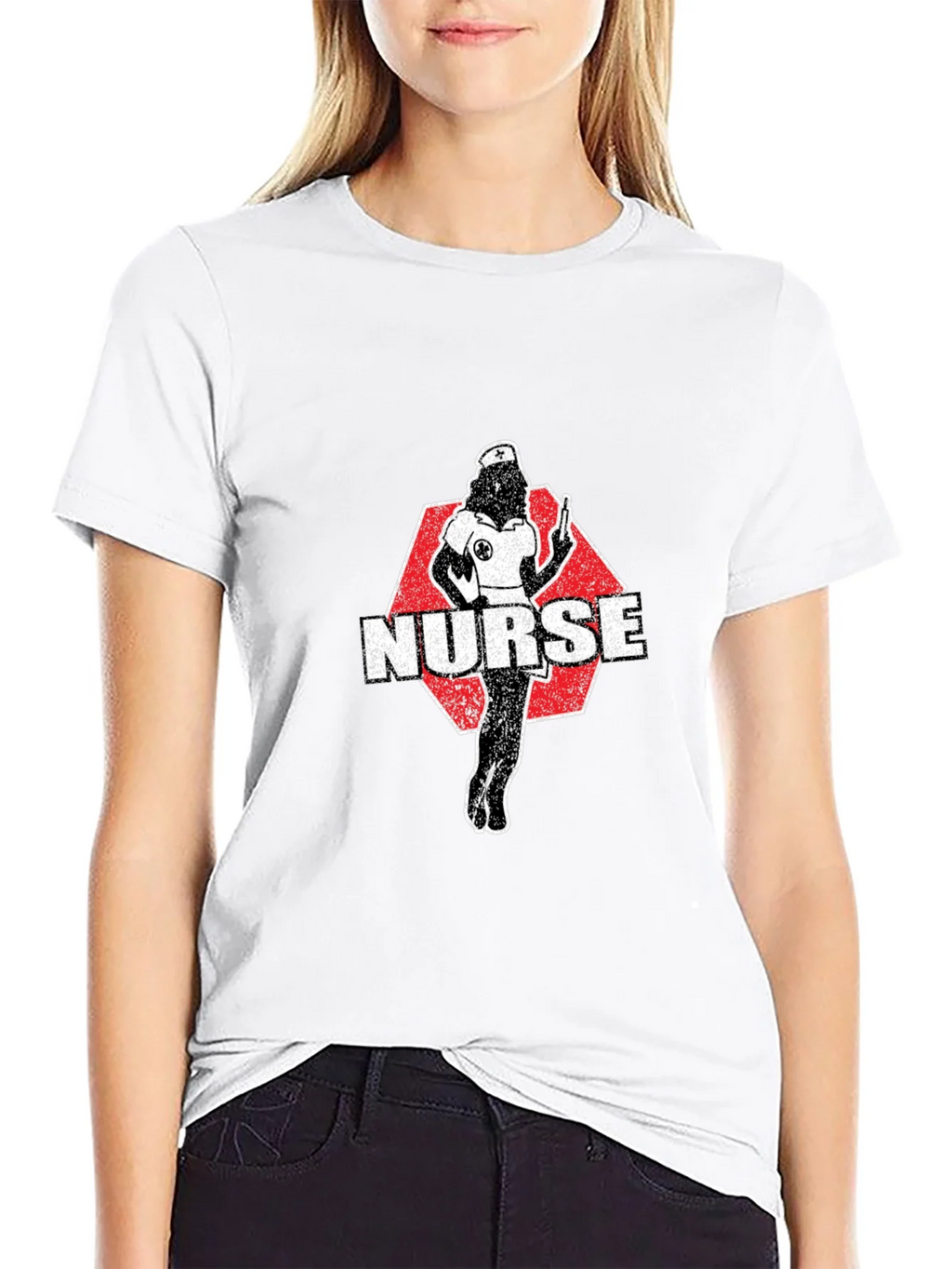 Nurse Retro Graphic T-Shirt - Black Cotton product image 8
