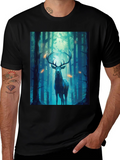 Deer in Forest Graphic Tee - Black Unisex T-Shirt product image 1