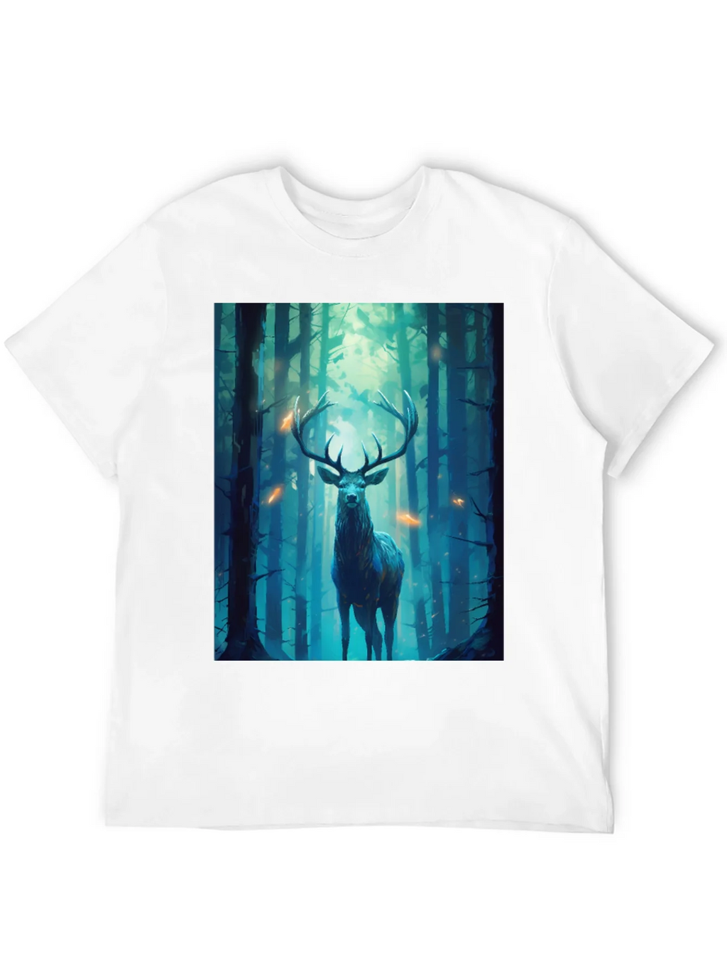 Deer in Forest Graphic Tee - Black Unisex T-Shirt product image 7
