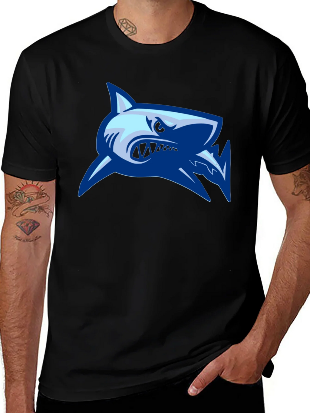 Cool Shark Graphic Black T-Shirt product image 1