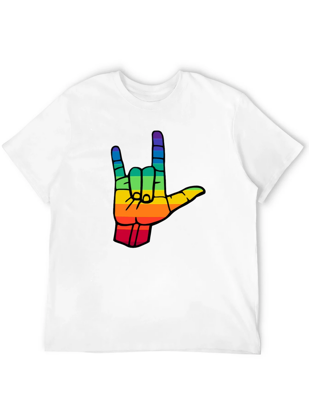 Rainbow I Love You Hand Sign Black T-Shirt product image 11