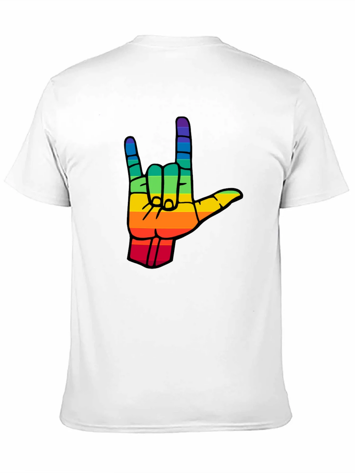 Rainbow I Love You Hand Sign Black T-Shirt product image 10