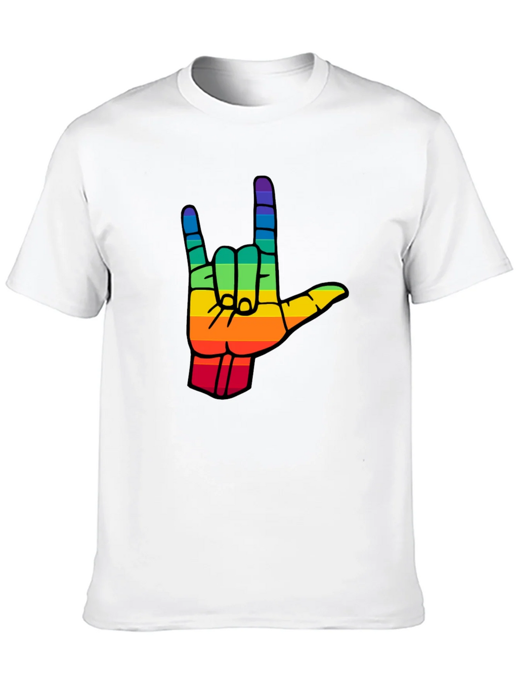 Rainbow I Love You Hand Sign Black T-Shirt product image 9