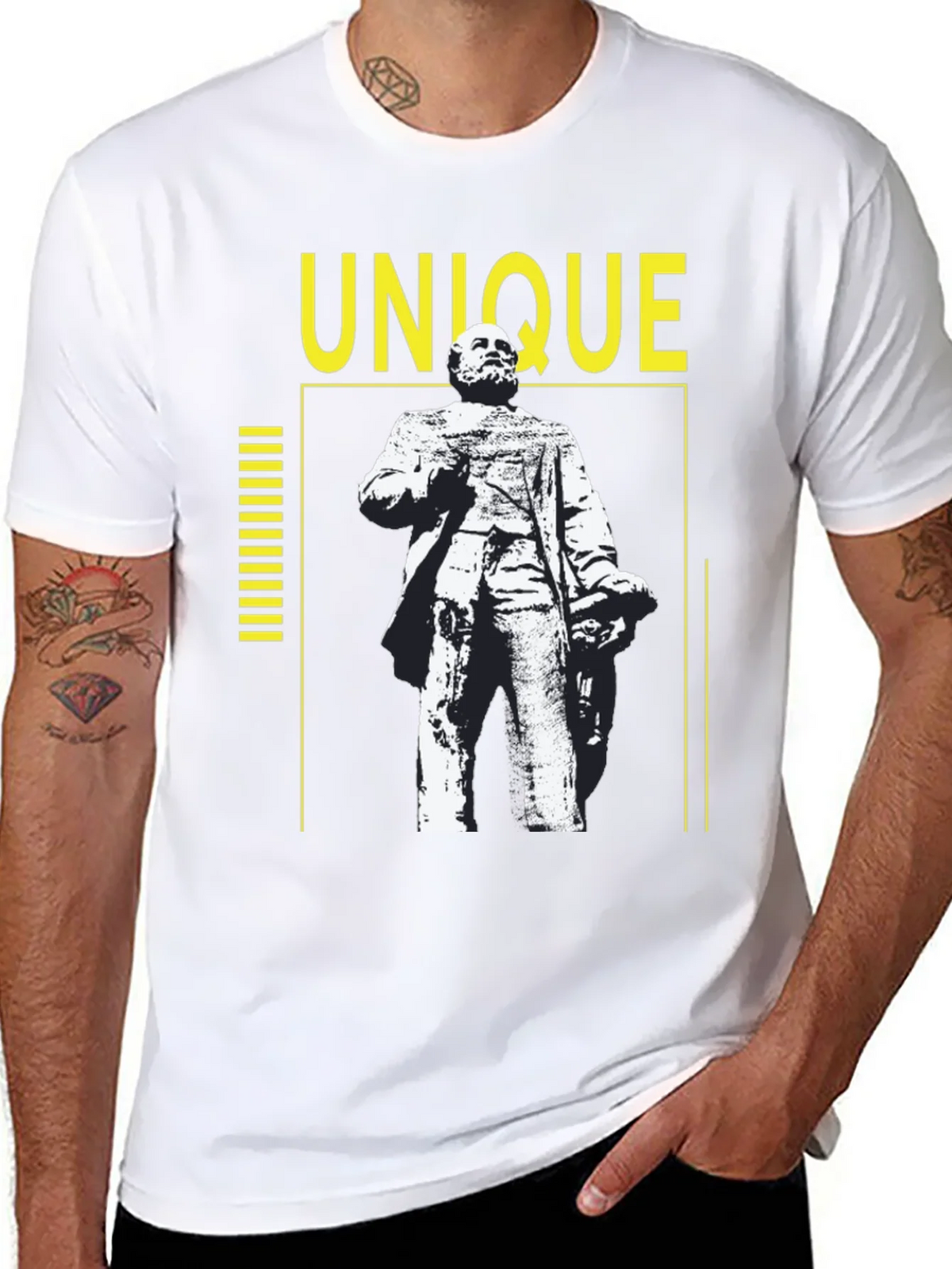 Unique Statue Graphic Tee - Black Cotton Shirt product image 7