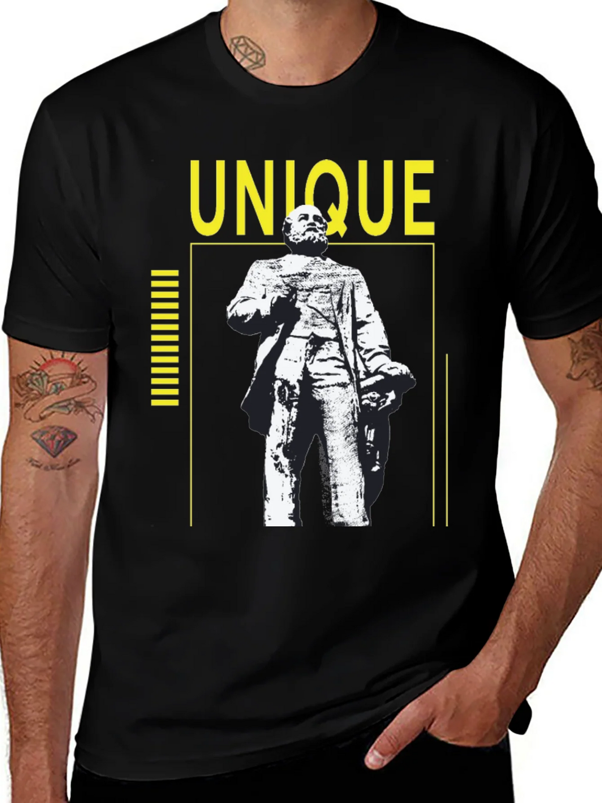 Unique Statue Graphic Tee - Black Cotton Shirt product image 1