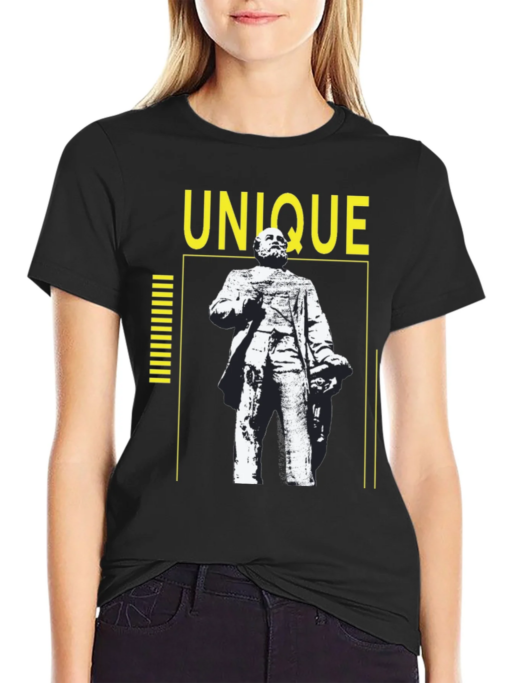 Unique Statue Graphic Tee - Black Cotton Shirt product image 2