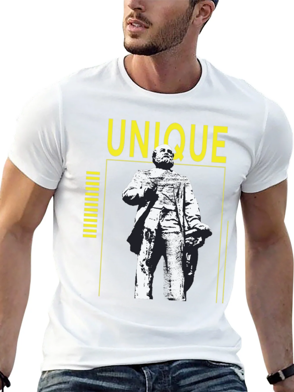 Unique Statue Graphic Tee - Black Cotton Shirt product image 12