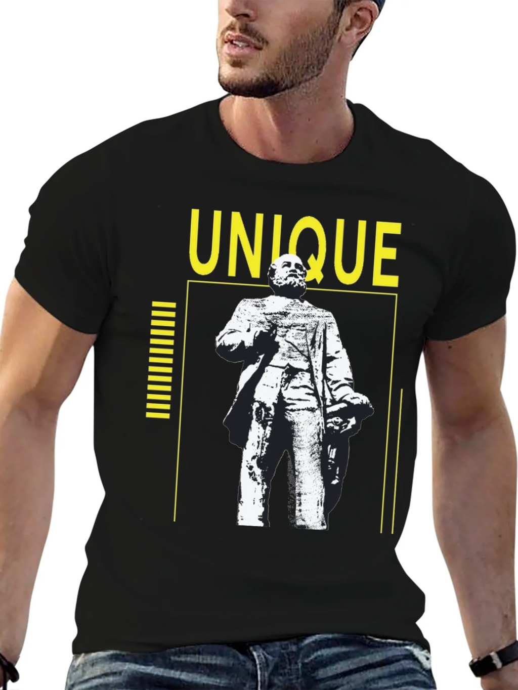 Unique Statue Graphic Tee - Black Cotton Shirt product image 6