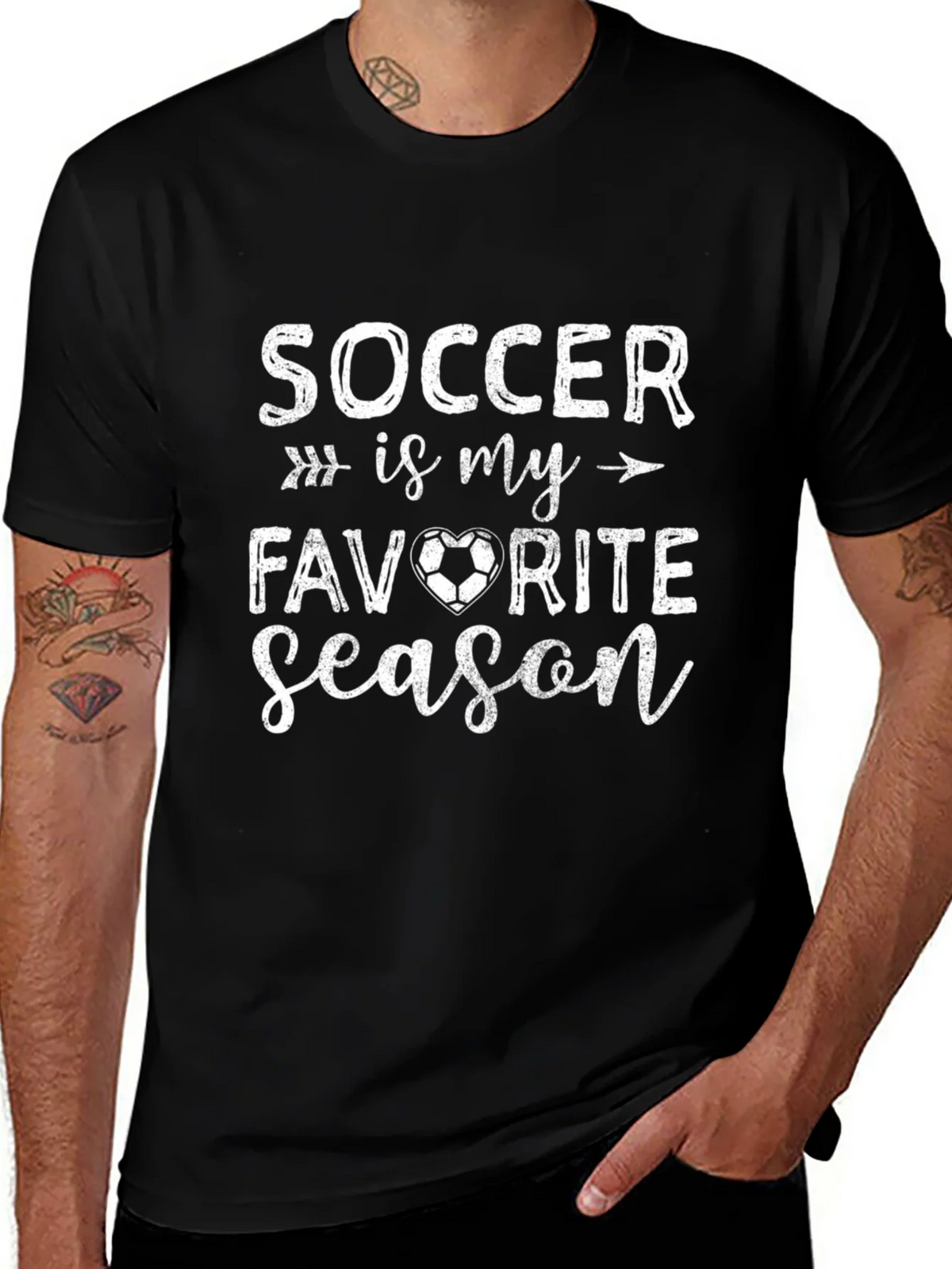 Soccer Is My Favorite Season Black T-Shirt product image 1