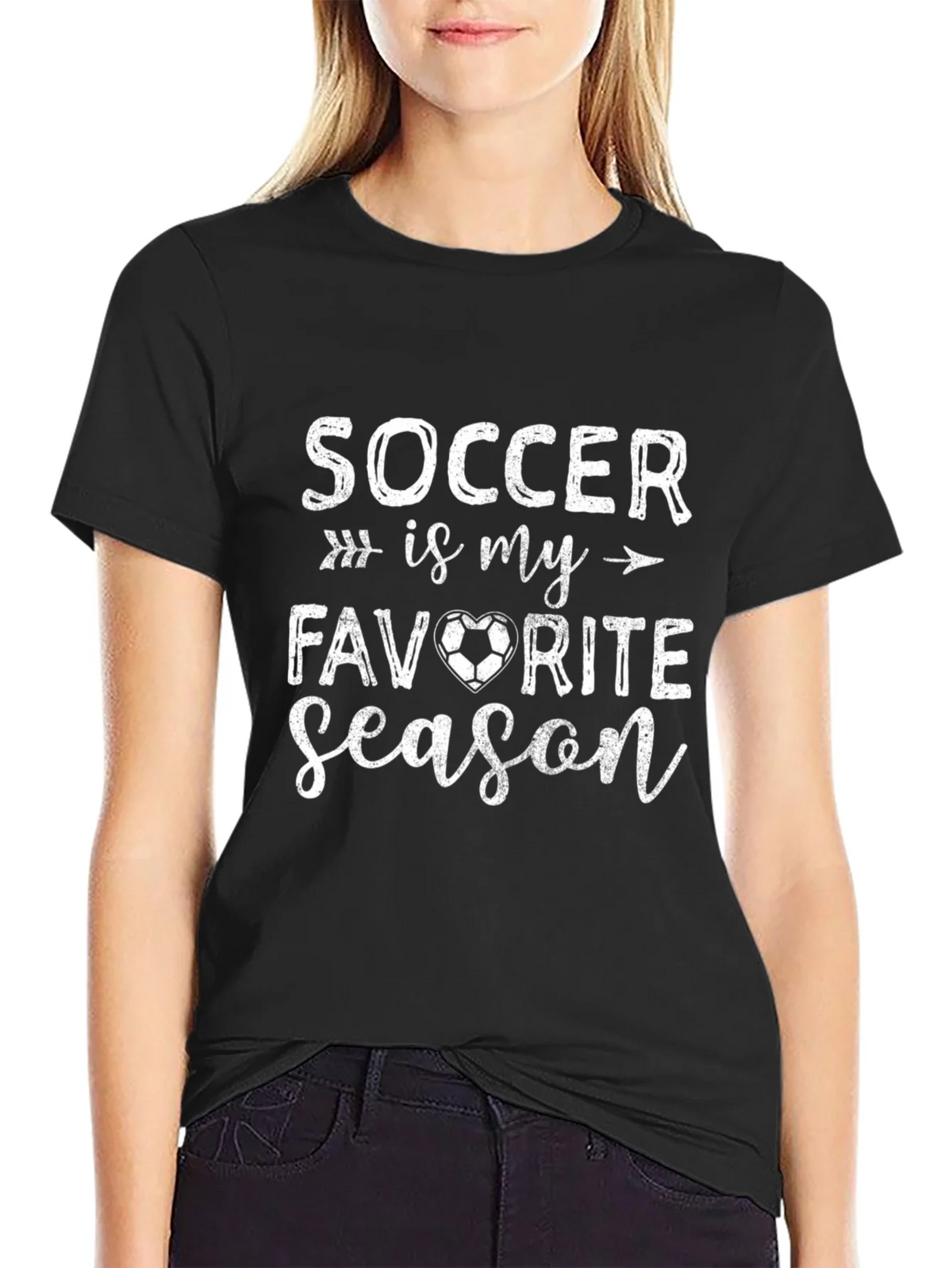 Soccer Is My Favorite Season Black T-Shirt product image 2
