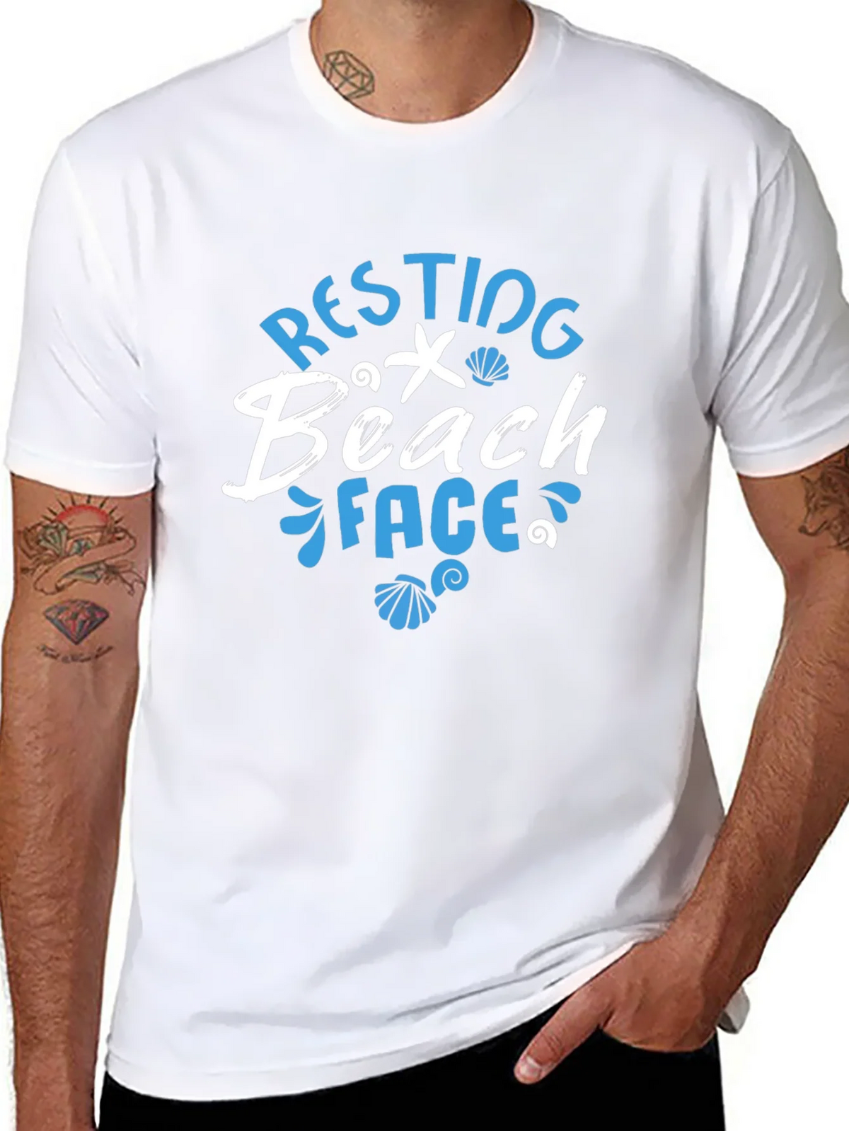 Resting Beach Face T-Shirt - Mens Black Graphic Tee product image 7