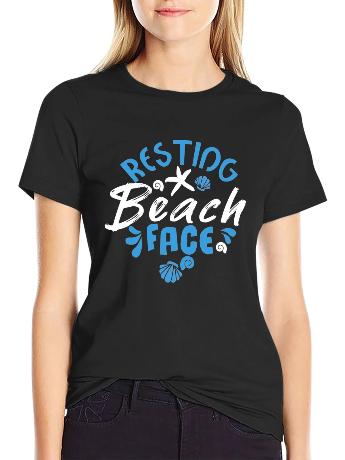 Resting Beach Face T-Shirt - Mens Black Graphic Tee product image 2