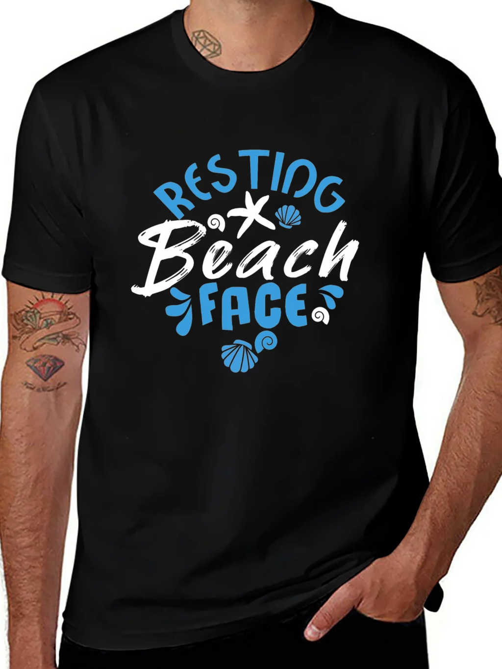 Resting Beach Face T-Shirt - Mens Black Graphic Tee product image 1
