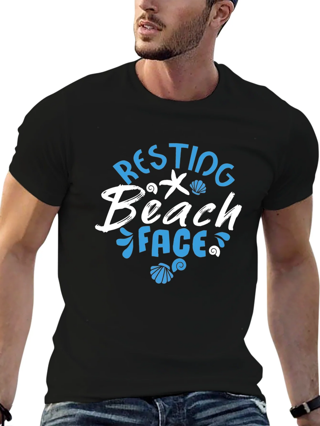 Resting Beach Face T-Shirt - Mens Black Graphic Tee product image 6