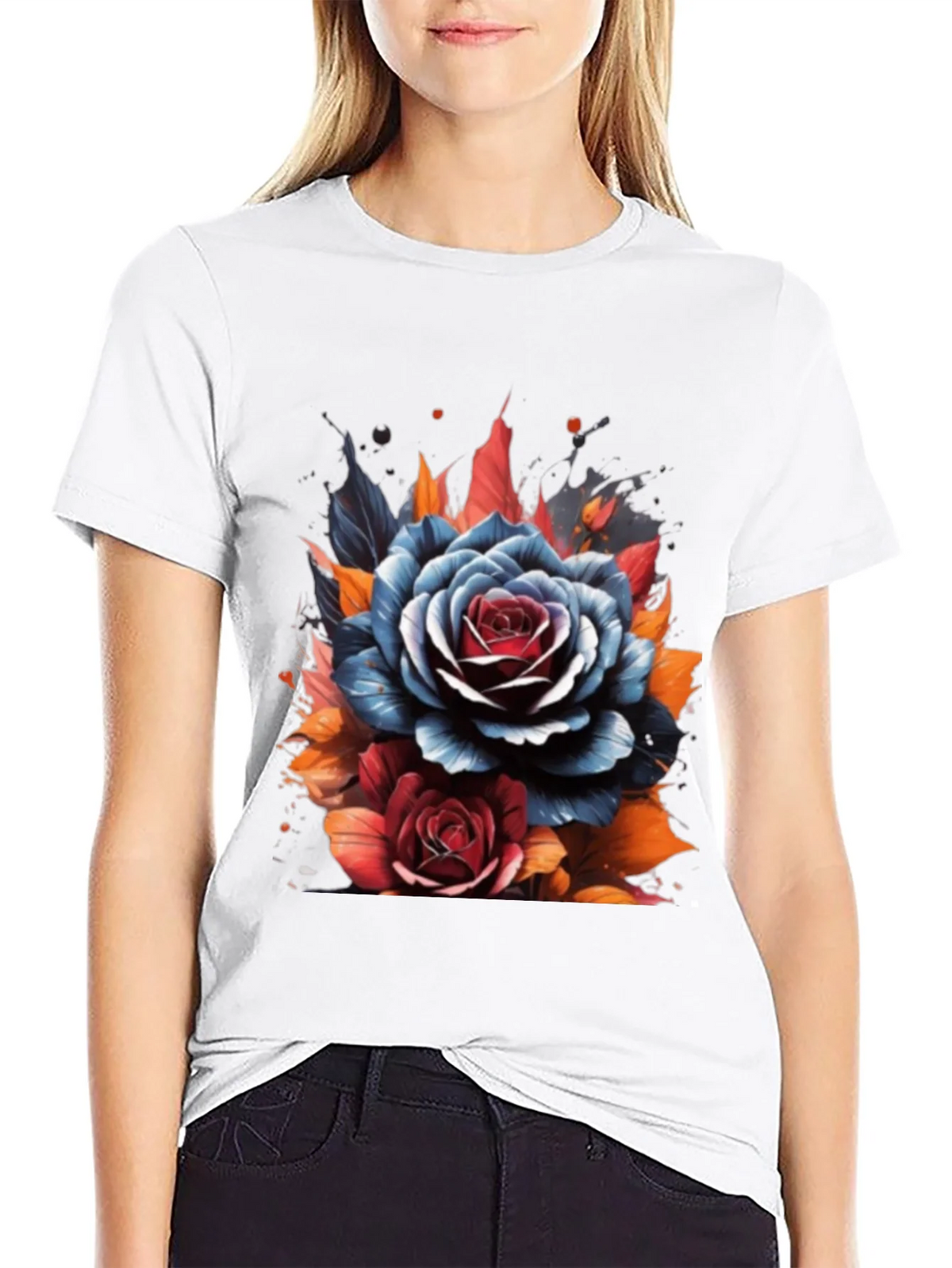 Floral Graphic Print Crew Neck T-Shirt product image 2