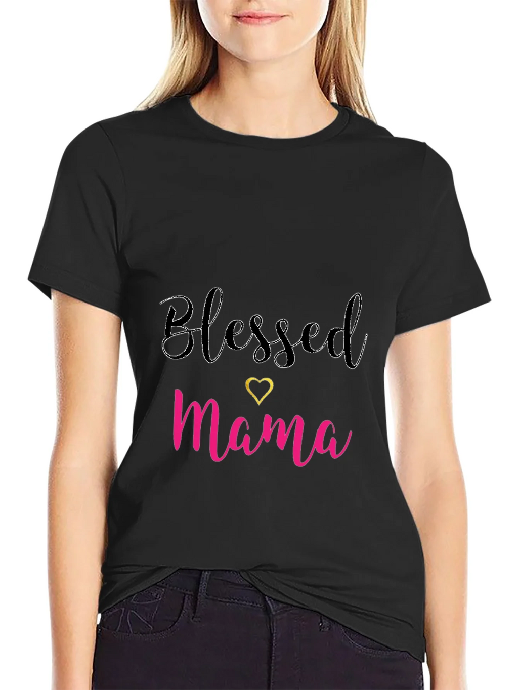 Blessed Mama Black T-Shirt - Cute Mothers Day Tee product image 2