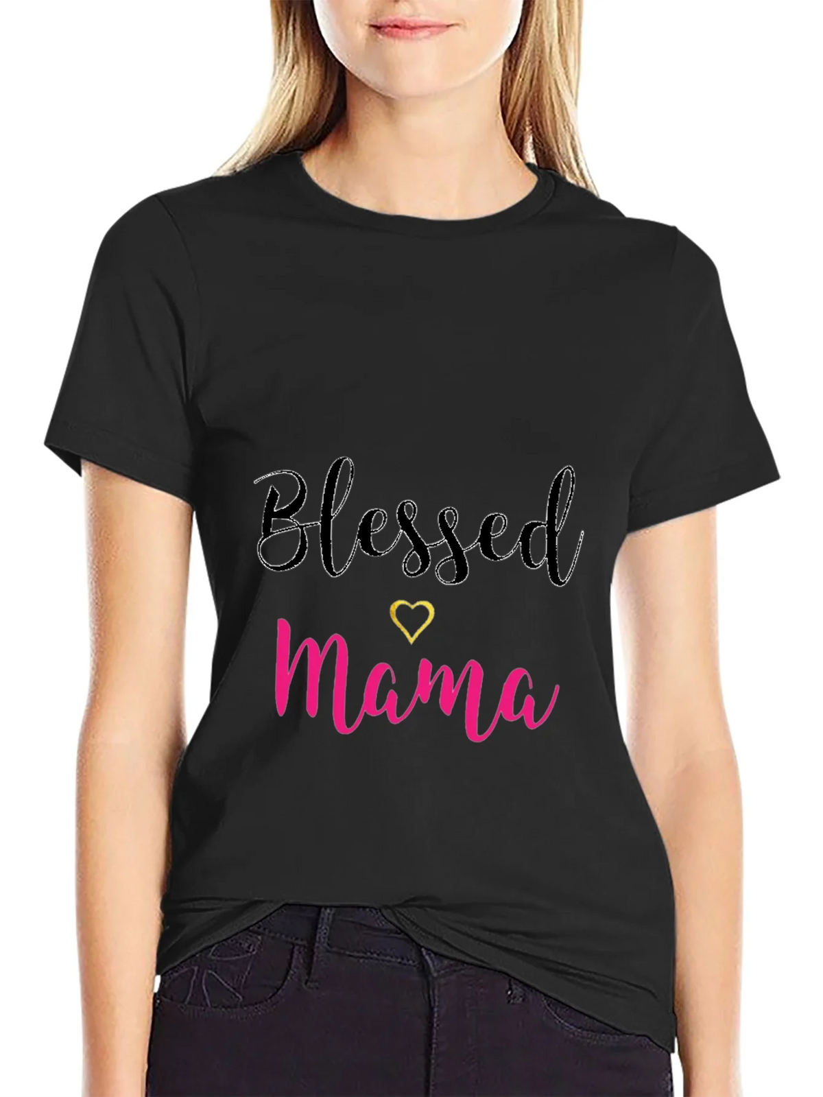 Blessed Mama Black T-Shirt - Cute Mothers Day Tee product image 2