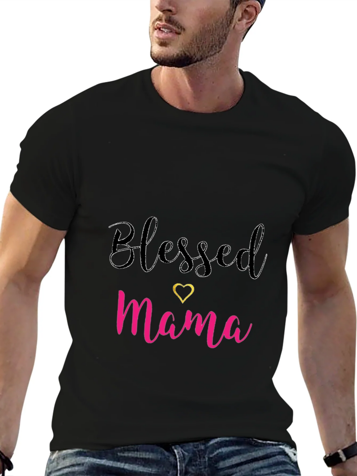 Blessed Mama Black T-Shirt - Cute Mothers Day Tee product image 6