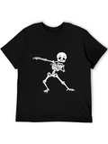 Skeleton Dabbing Graphic Tee - Black Cotton T-Shirt product image 1