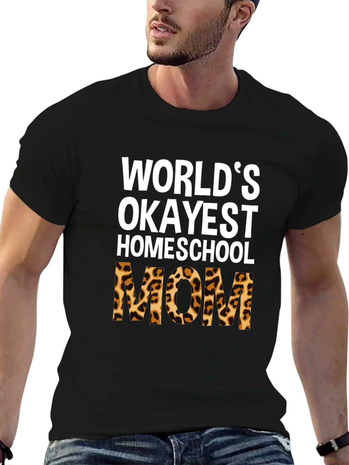 Okayest Homeschool Mom Leopard Print T-Shirt product image 5