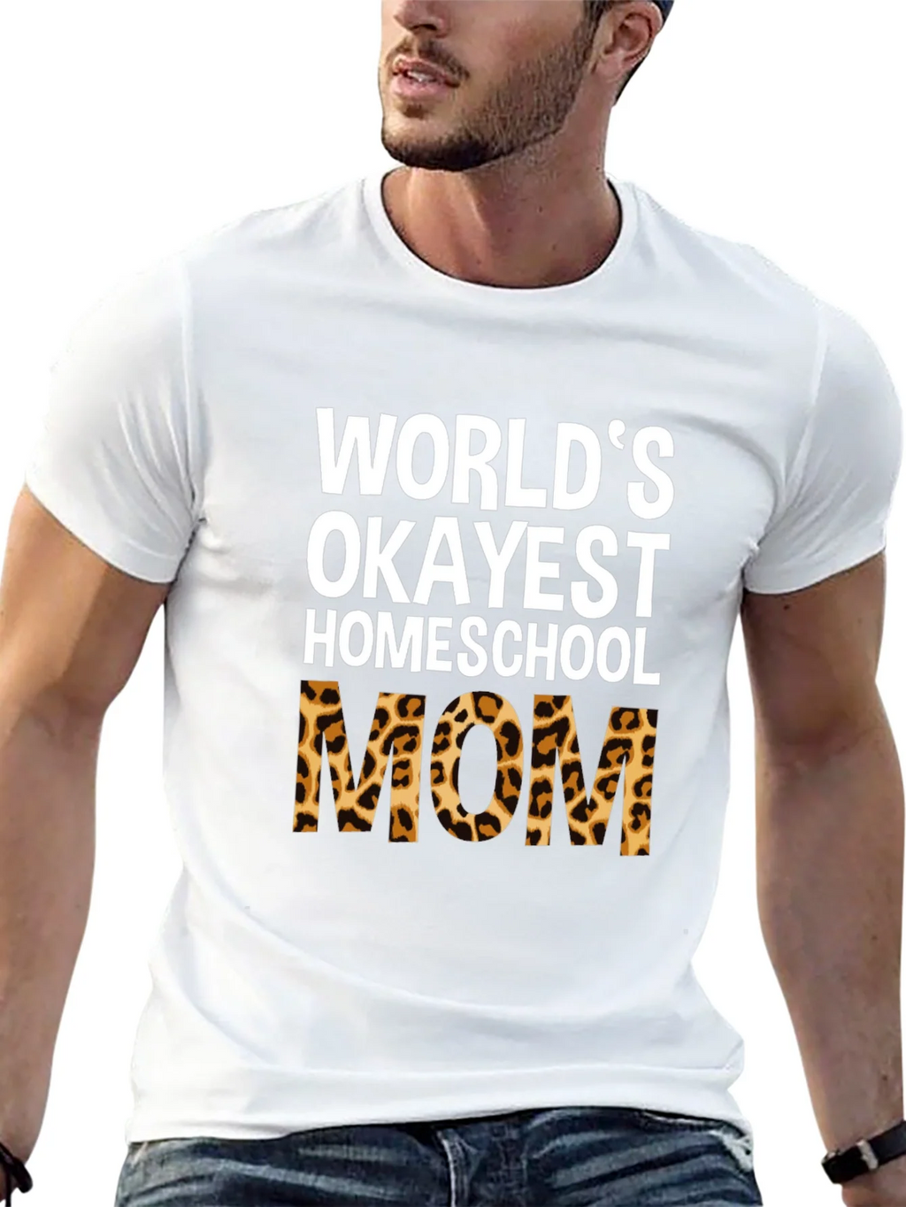 Okayest Homeschool Mom Leopard Print T-Shirt product image 9