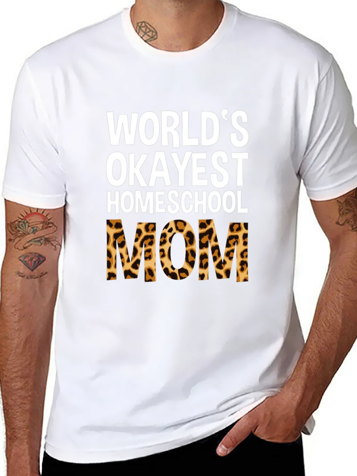Okayest Homeschool Mom Leopard Print T-Shirt product image 6