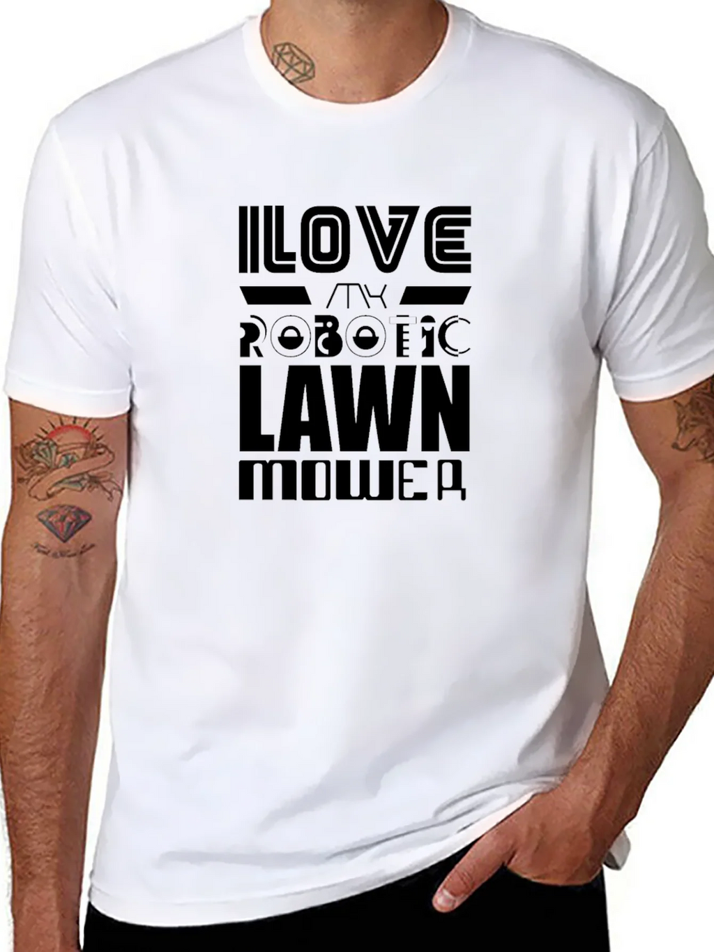 I Love My Robotic Lawn Mower Black T-Shirt product image 7