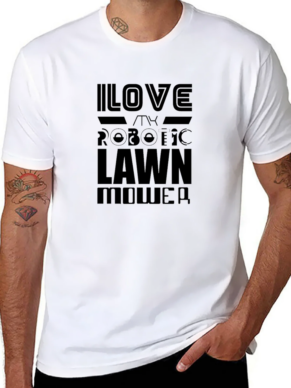 I Love My Robotic Lawn Mower Black T-Shirt product image 7