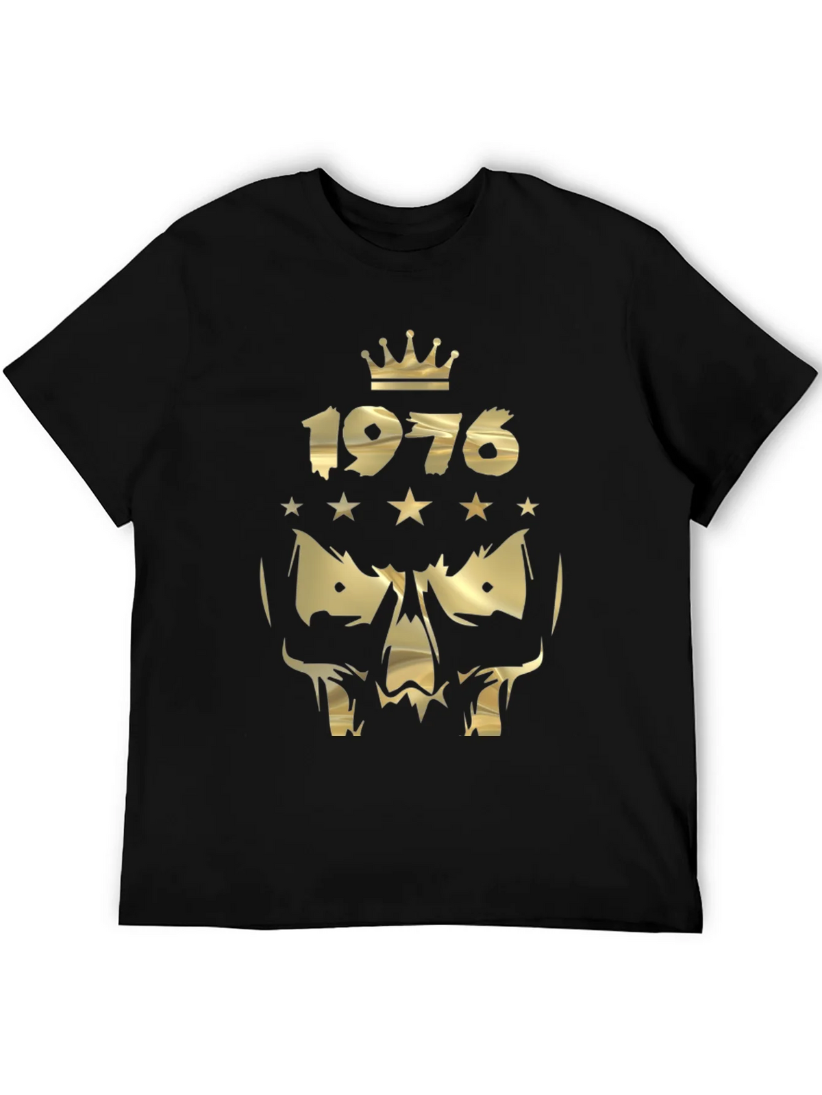 Gold 1976 Crown Skull Graphic Black T-Shirt product image 5