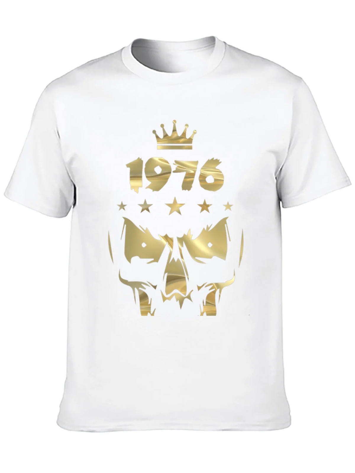 Gold 1976 Crown Skull Graphic Black T-Shirt product image 9