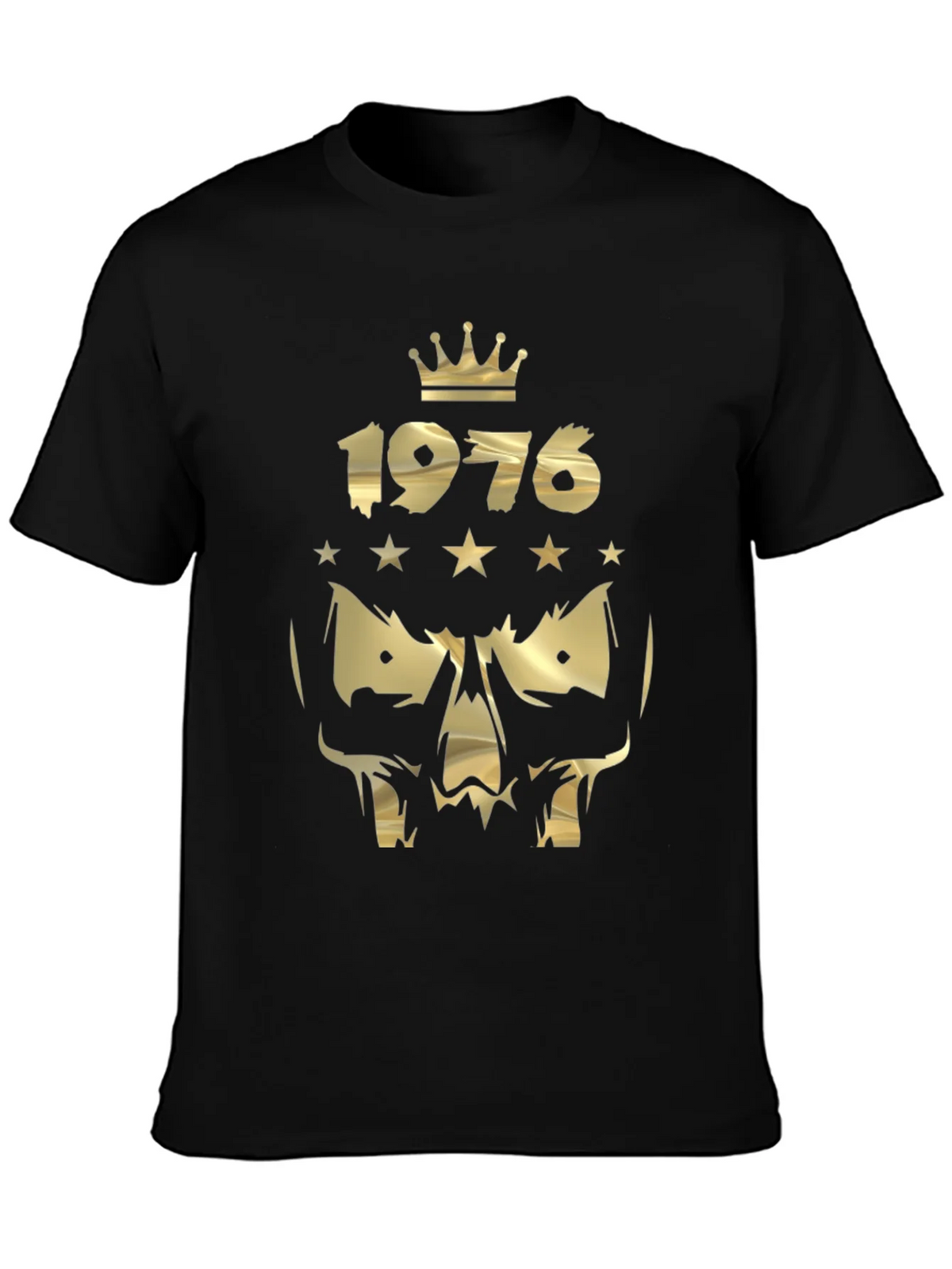 Gold 1976 Crown Skull Graphic Black T-Shirt product image 3