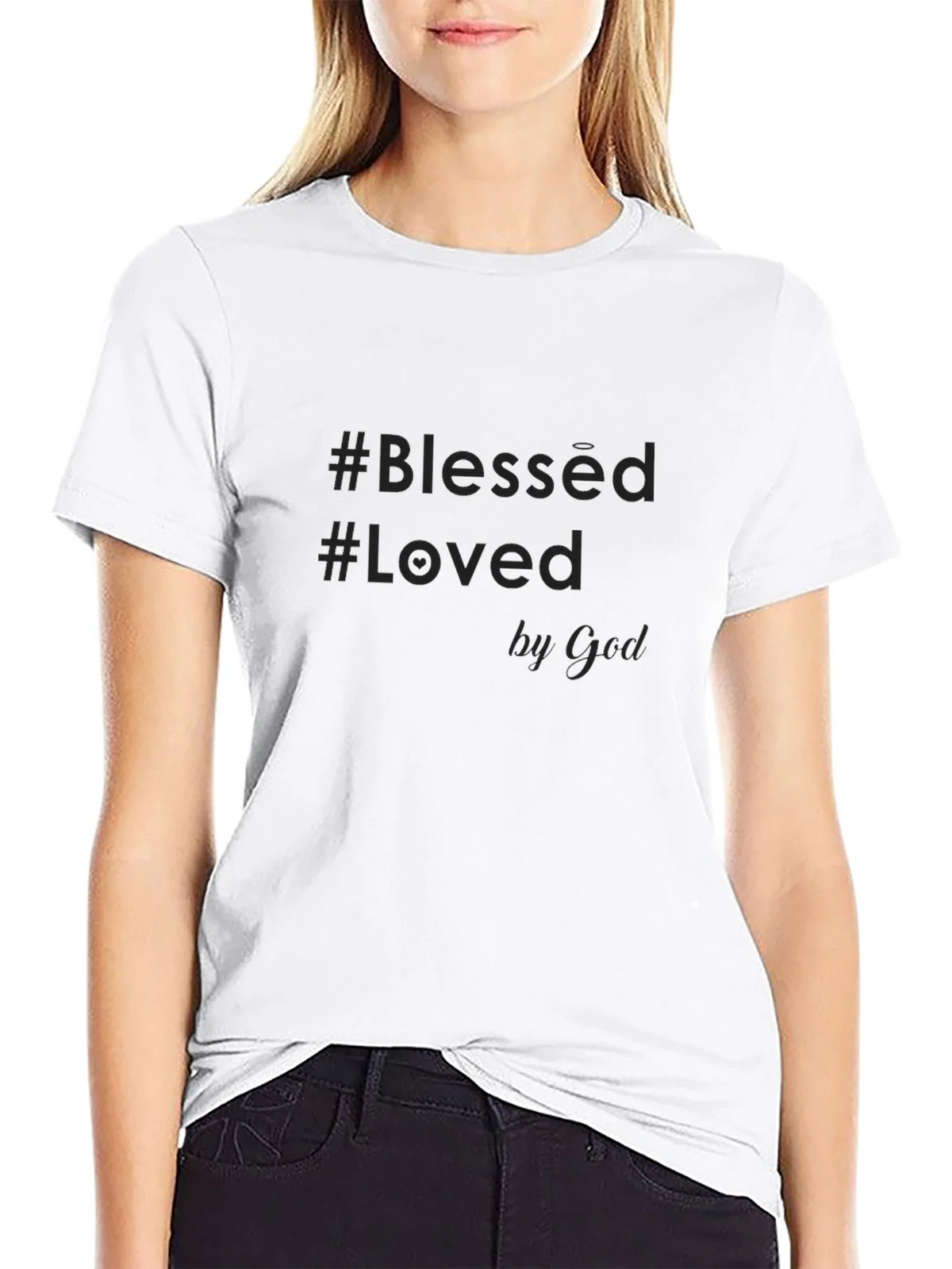 Blessed & Loved by God Black Graphic Tee product image 3