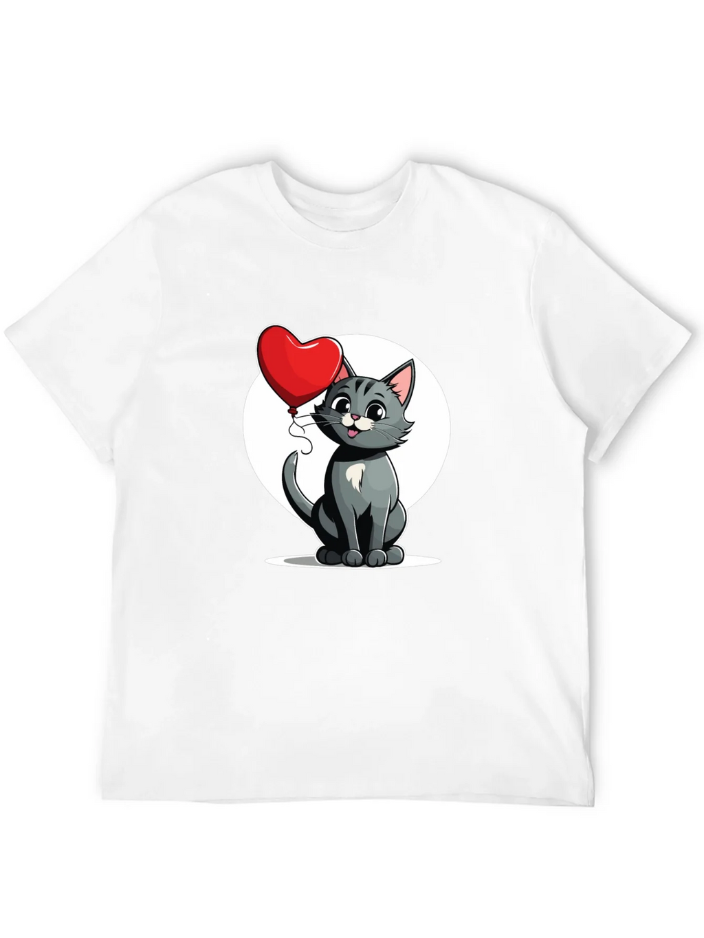 Cute Cartoon Cat with Heart Balloon T-Shirt product image 11