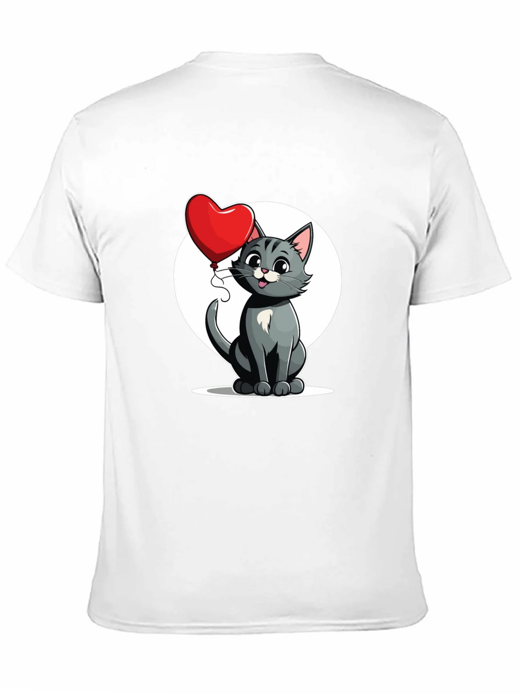Cute Cartoon Cat with Heart Balloon T-Shirt product image 10