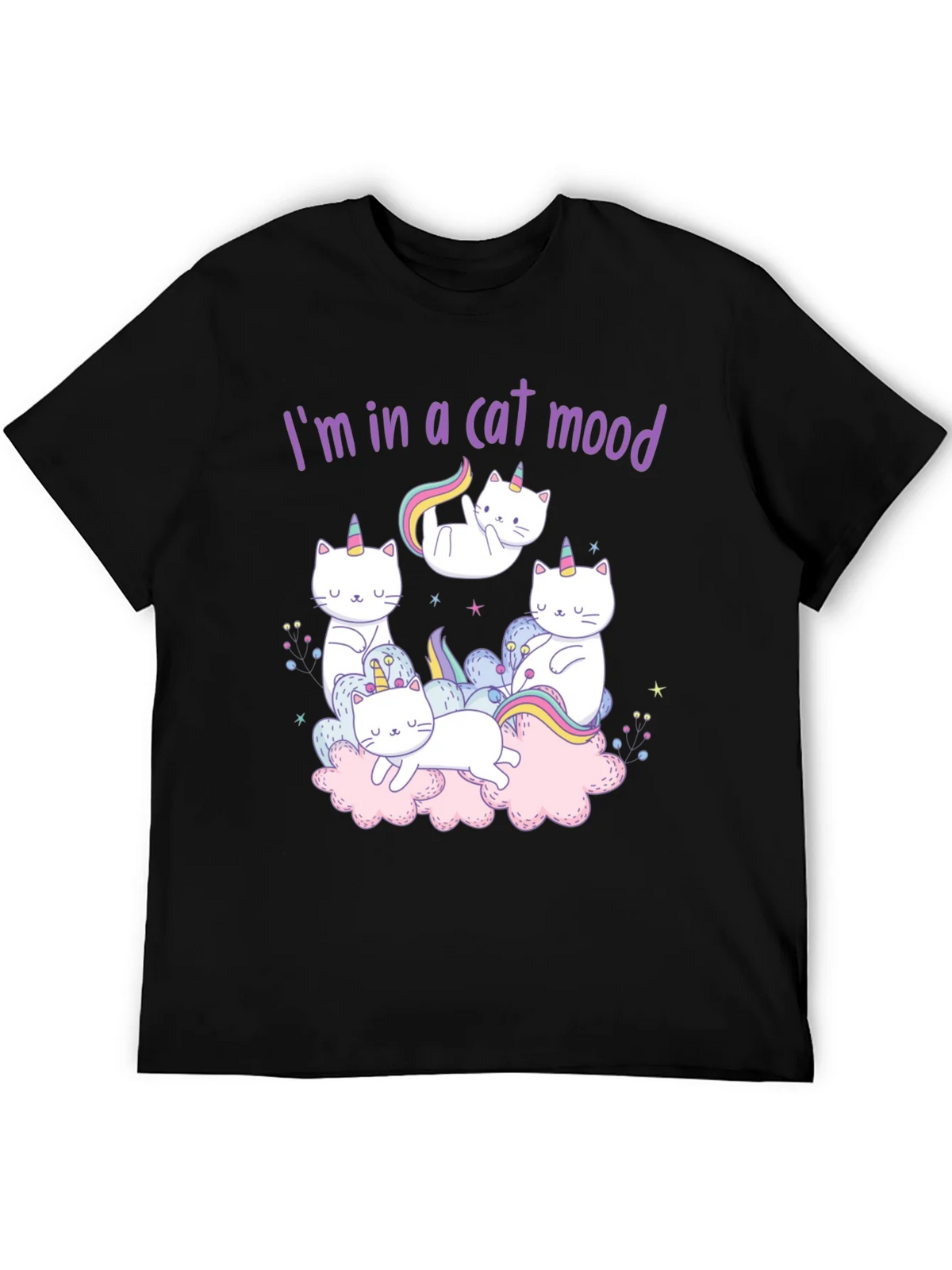 Cat Unicorn Graphic Tee - Im in a Mood Black T-Shirt product image 5