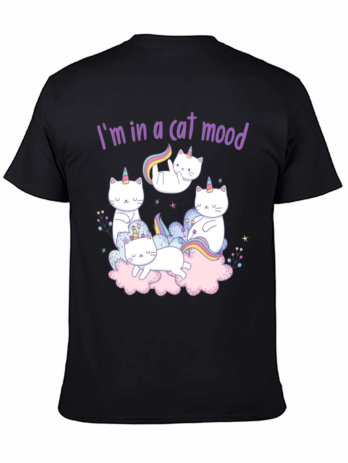 Cat Unicorn Graphic Tee - Im in a Mood Black T-Shirt product image 4