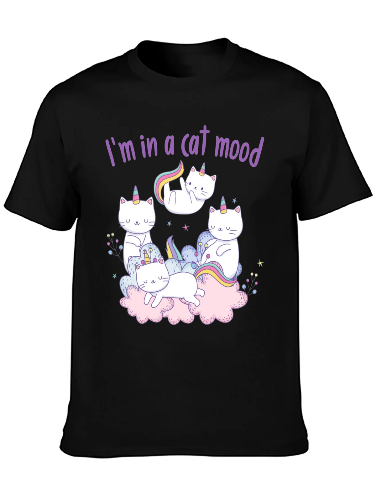 Cat Unicorn Graphic Tee - Im in a Mood Black T-Shirt product image 3