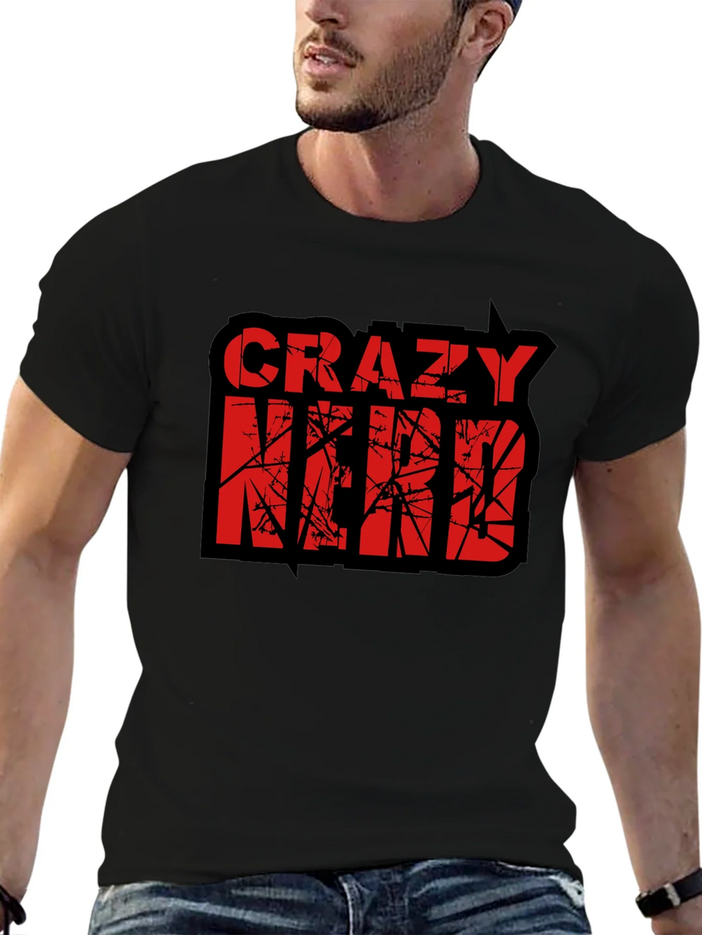 Crazy Nerd Graphic T-Shirt - Black Cotton Tee product image 6