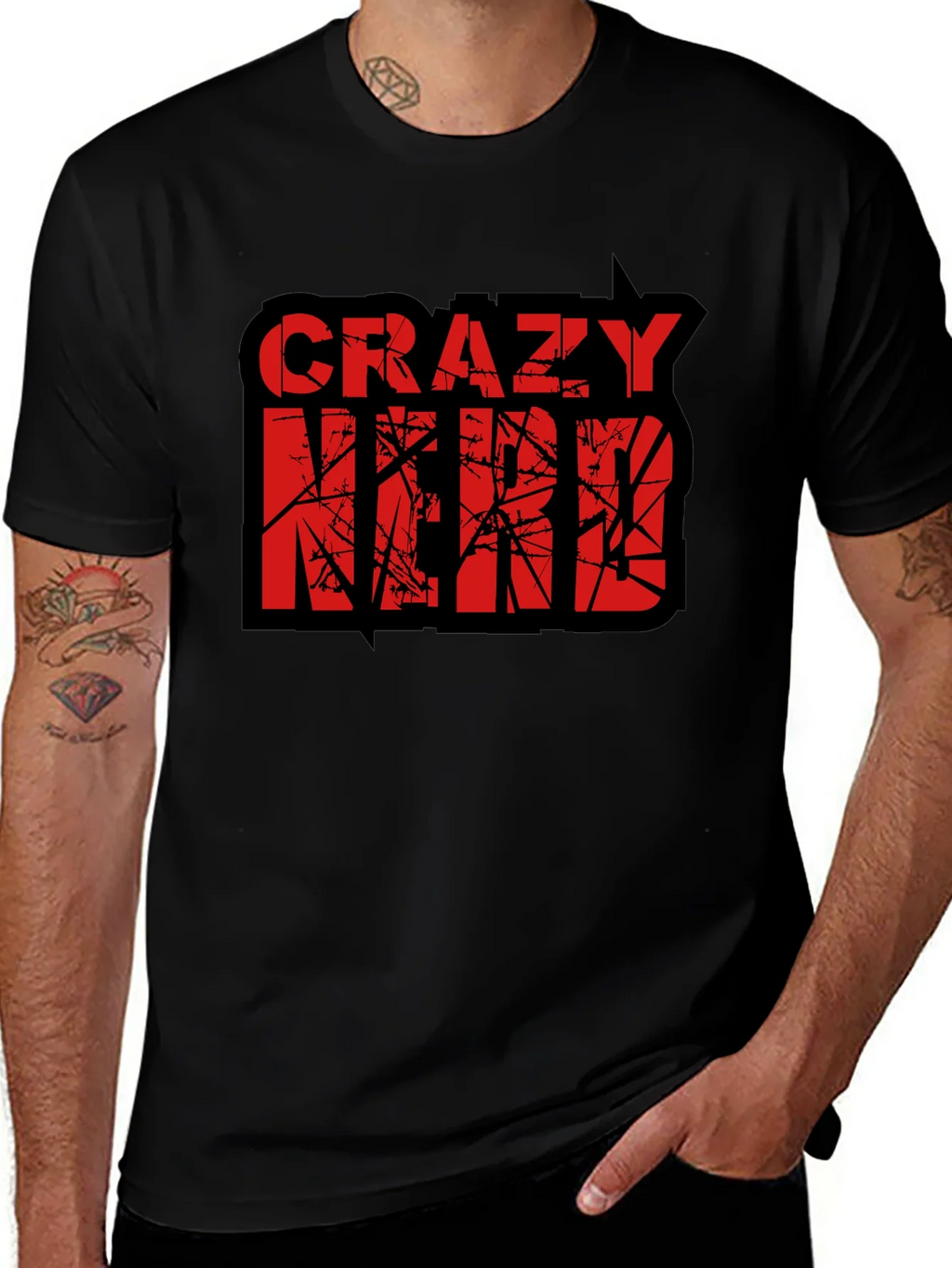 Crazy Nerd Graphic T-Shirt - Black Cotton Tee product image 1