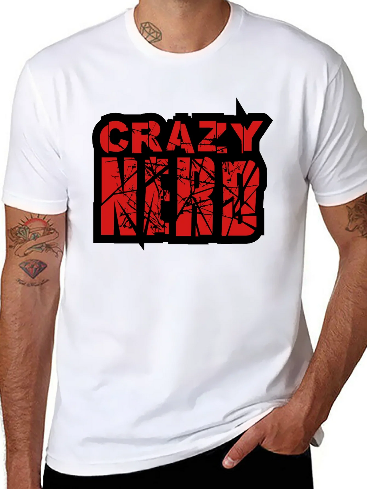 Crazy Nerd Graphic T-Shirt - Black Cotton Tee product image 7