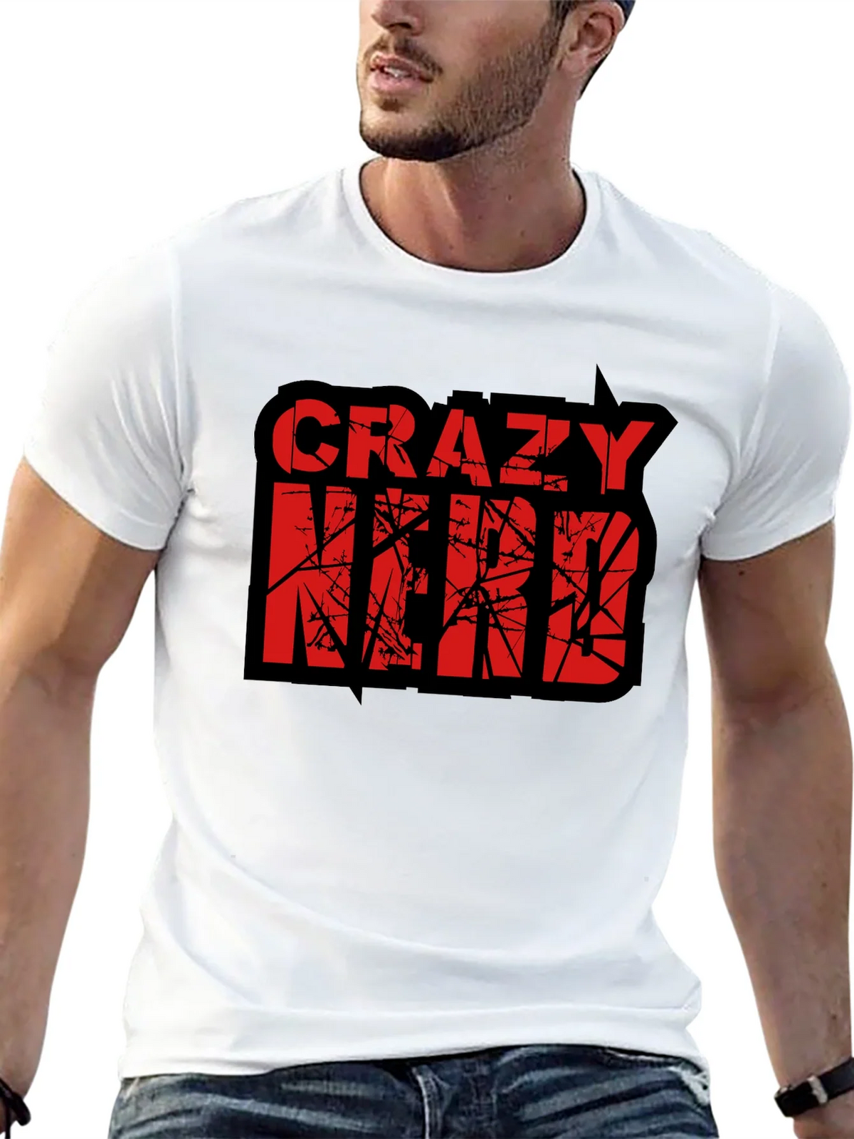 Crazy Nerd Graphic T-Shirt - Black Cotton Tee product image 12