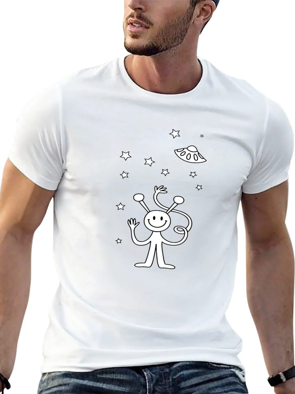 Alien UFO Graphic Black T-Shirt product image 12